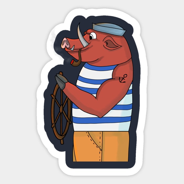 Sailor Boar Sticker by Vlad.S. Art Studio